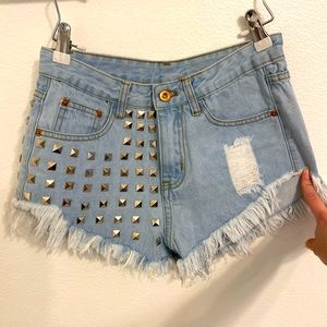 Rhinestone Jean Short Shorts